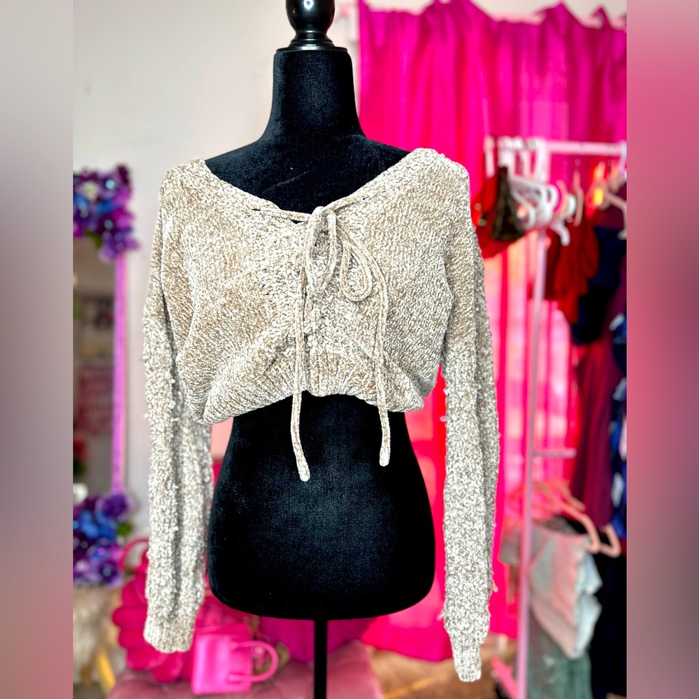 Tan knitted crop sweater
